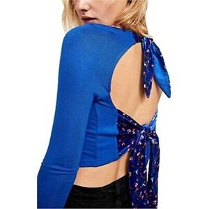 Free People Lookin Forward Blue Crop Top Woman’s Size Small NWT Boho Sexy